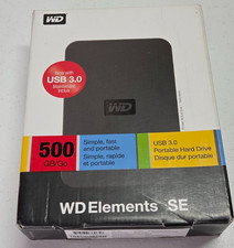 WD Elements SE 500GB Portable External Hard Drive USB 3.0 Untested No Cable picture
