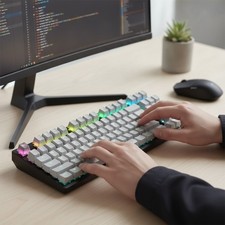 112 PBT Shine-Through Keycaps Set - ANSI/ for MX Switches - Durable White picture