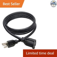 3-Prong Power Extension Cable 6 Ft 14AWG 15A 120V Male to Female UL Listed picture