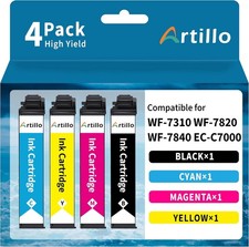 812XL High Yield Ink 4-Pack WITH Chip for  WF-7840 WF-7820 WF-7310 C7000 picture