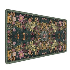 Floral Aesthetic Wildflower Gaming Mouse Pad, Forest Green Rug Desk Mat with ... picture