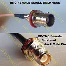 USA-CA RG188  BNC FEMALE SM BULKHEAD to RP-TNC FEMALE BULKHEAD Coaxial RF Pigtai picture