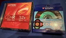 Lot 20 Blank CD-R Discs Verbatim Sealed Digital Vinyl 10pk + 10 Cases Of TDK 52x picture