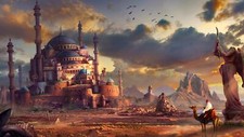 Landscape fantasy art looking into the distance camels Custom Gaming Mat Desk picture