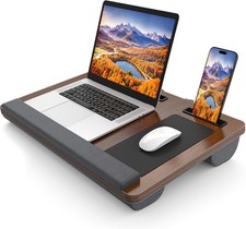 Laptop Lap Desk, Portable Large Desk for Bed, Up to 17 in Dark Brown  picture