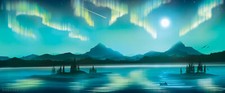 Landscape  painting lake mountains sky boat rmradev Custom Gaming Mat Desk picture