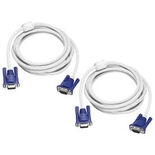 2 PCS VGA Cable (10 ft 7 Pin) - Male to Male Video Cable Adapter Cord White picture