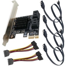 PCI-e to SATA 3.0 Expansion Adapter 4 Port Controller Converter Data Power Cable picture