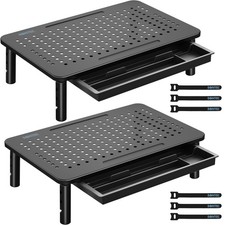 BONTEC 2 Pack Adjustable Monitor Stand Riser with Drawer, Supports 44lbs picture