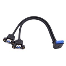 2 Ports USB 3.0 to Motherboard 20Pin Cable for Front Panel Screw Mount Type 30cm picture
