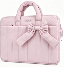 Quilted Pink Laptop Sleeve 13-13.3 inch, Puffy Carrying Bag with Handle picture