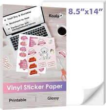 Printable Vinyl Sticker Paper, 8.5X14 Inch, 20 Sheets, Glossy White picture