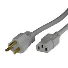 NEMA 5-20P to C13 15A 125V 14/3 SJT(OW) Power Cord - Gray - 3ft picture