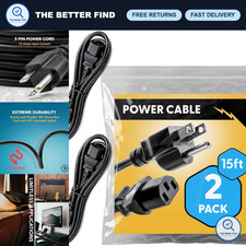 15ft Universal Power Cord (2 Pack) - IEC C13 to NEMA 5-15P, 18AWG, 10A, 125V - I picture
