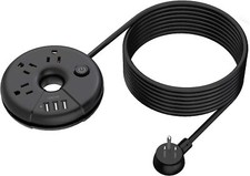 Flat Plug Travel Power Strip 15 Ft Ultra Thin Extension Cord with 3 Outlet 3 USB picture