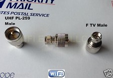1 x F TV Male plug to UHF PL259 PL-259 Male RF coaxial Adapter RF Connector USA picture