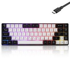 Wired Portable 60% Mechanical Gaming Keyboard 68 Keys Red Switch White PC picture