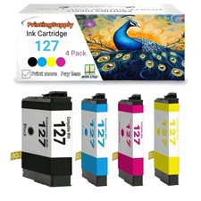 4x 127 T127 BK/C/M/Y Extra Hi-Yield Ink For Epson WF 3520 3540 7010 7510 7520 60 picture
