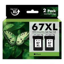 2PK 67XL Ink Cartridges Black For HP 67XL Black DeskJet 2700 2755 4155 Envy 6455 picture