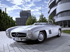 Cars 1957 mercedes 300sls gray old classic Desk Mat Stitched picture