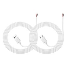 2Pcs 1.5m/4.92Ft USB Pigtail Cable, 5V 2.4A USB A to 2 Pin Bare Wires, White picture