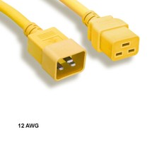 LOT 10pcs Yellow 10ft 12AWG Color PowerCable IEC60320 C19 to IEC320 C20 20A/250V picture