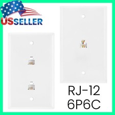 RJ12 Telephone Wall Plate 6P6C Modular Face Plate FAX Phone Line White LOT picture
