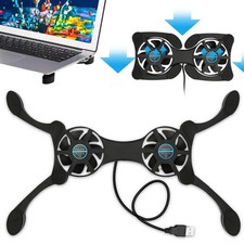Foldable Low Noise USB Powered 2 Fans Cooling Pad Slim Cooler Laptop Base Stand picture