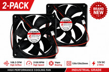 SUNON 12025 120x120x25mm 12V DC Cooling Fan 3000RPM 108CFM High Speed 2-Wire picture