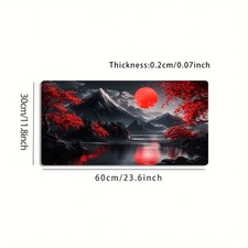 1pc Large-sized Esports Gaming Mouse Pad with a Red Moon Landscape Artistic Im picture