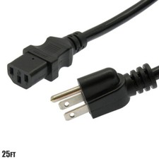 25FT 16AWG 3 Conductor NEMA 5-15P to IEC320 C13 PC Monitor AC Power Cord Cable picture