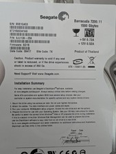 Seagate ST31500341AS 9JU138-259 SD1B (9VS) TK Thailand 1.5TB Sata HDD APRIL/2009 picture