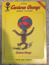 Vintage CURIOUS GEORGE With Ball Computer MOUSEPAD DESK MAT PC GAMING SCHOOL  picture