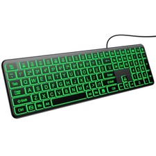 Large Print Light Up USB Wired Keyboard - Silent Typing, Ideal for Seniors picture