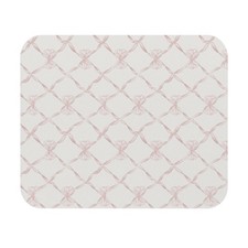 Pink Ribbon Lattice Mouse Pad | Floral Bow Pattern picture