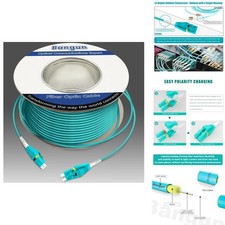 Bangun 400ft (122M) OM3 LC to LC Fiber Optic Cable Duplex 50/125 LSZH Aqua picture