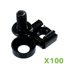 100 Pack Lot - M6 Rack Mount Cage Nuts & Screws w/Washers - Square Clips Server picture