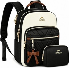 MATEIN Mini Backpack Purse for Women, Small Small-12.9 inch, Black - Beige picture