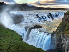 Landscape waterfall river gullfoss falls iceland nordic Custom Gaming Mat Desk picture