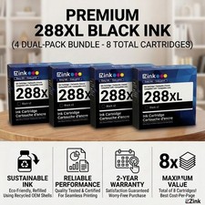 (4 Pack) 8 Black 288XL Ink Cartridges for Epson Expression XP330 340 430 434 440 picture