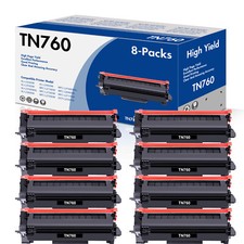 8 Pack TN760 TN-760 Toner Cartridge with Chip for Brother HL-L2390DW HL-L2395DW picture
