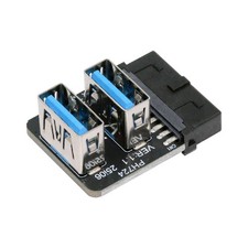 Reverse Angled Dual USB 3.0 Type-A Female to Motherboard 20/19 Pin Box Header picture