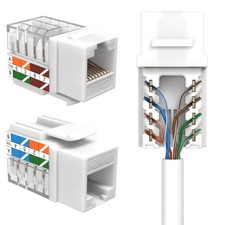 5 PCS White Cat6 Keystone Ethernet Wall Jack RJ45 Punch Down UTP 45 Degree PC picture