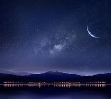 Landscape night sky reflection stars city lights Custom Gaming Mat Desk picture