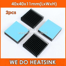 2pcs 40x40x11mm Black Anodized Aluminium Heatsink With Thermal Adhesive Pads picture