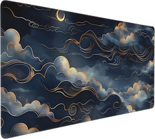 Japanese Mouse Pad, Moon and Cloud Desk Mat, Aesthetic Gaming Desk Pad 35.4 X 15 picture