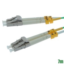 7M LC UPC to LC UPC Duplex Multi Mode 50/125 Fiber Optic Patch Cable OM4 Aqua picture