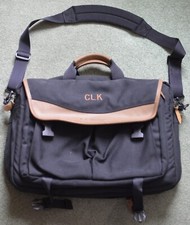 LL Bean Messenger~laptop bag~leather trim~cross body~shoulder~luggage~Briefcase picture