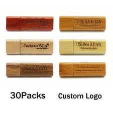 Lot 30pcs 128MB/512MB Engraved Wood USB Flash Drive Memory U Stick Custom Logo picture