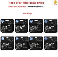 Pack of 8 HP 67 Black Original Ink Cartridge, ~960 pages, 3YM56AN- LIMITED OFFER picture